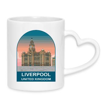 Liverpool UK Vintage Travel Poster Art - Mug with Heart-Shaped Handle - white - Right
