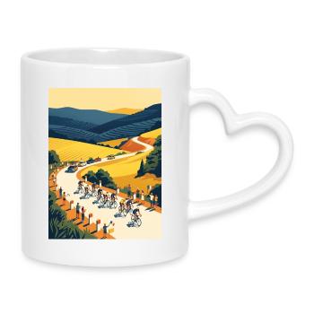 Goldene Etappe — Radfahrer-Erinnerung - Tasse mit Herzhenkel - Weiß - Rechts