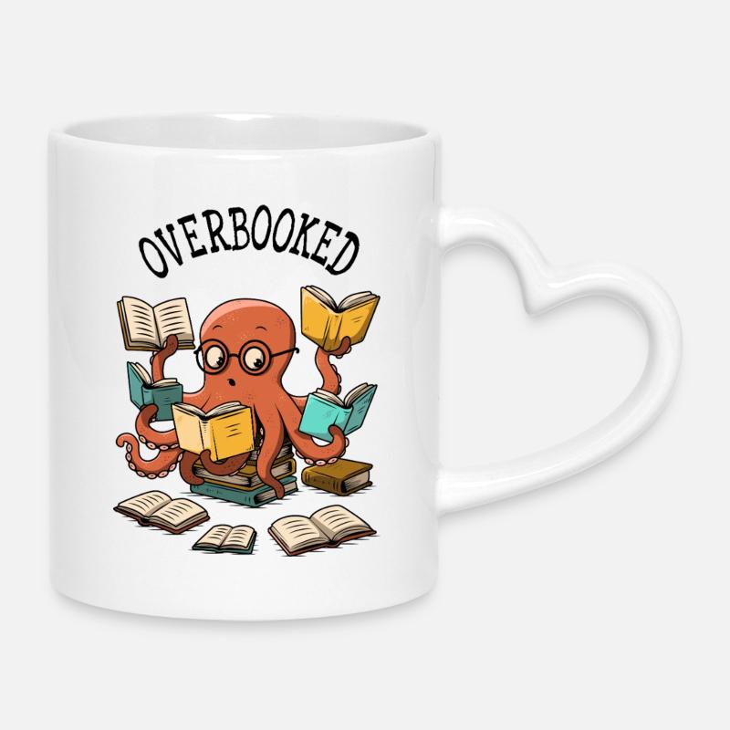 Overbooked - Mug with Heart-Shaped Handle - white