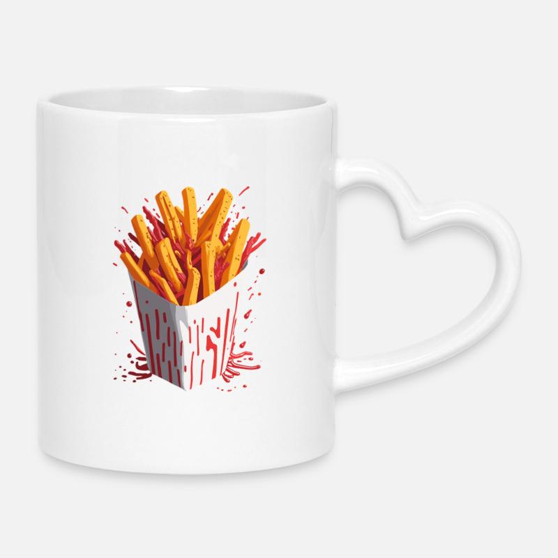 Explosive Chips - Mug with Heart-Shaped Handle - white