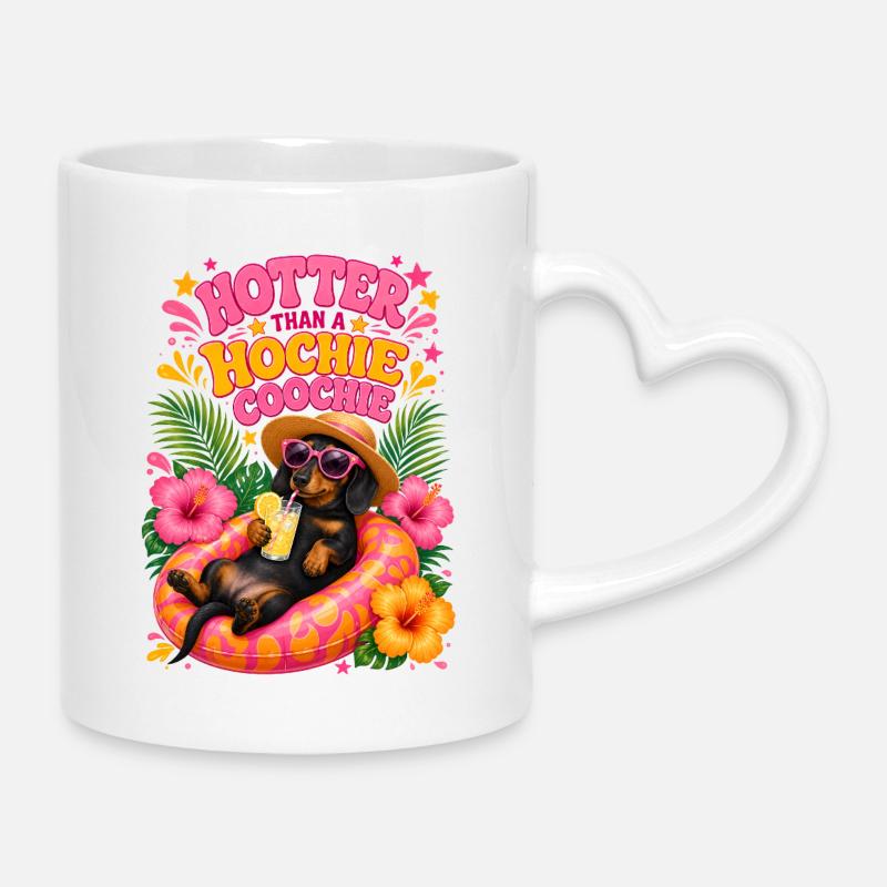 Tropical Dachshund Beach Vibes - Mug with Heart-Shaped Handle - white