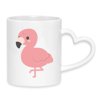 Pink Flamingo Clipart-Anhänger - Tasse mit Herzhenkel - Weiß - Rechts