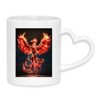 Phönix-Feuerwappen Burst - Tasse mit Herzhenkel - Weiß - Rechts