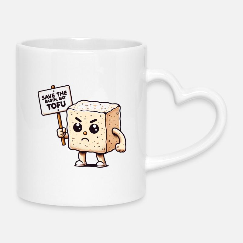 Tofu Défenseur de la Terre - Mug avec anse en forme de cœur - blanc