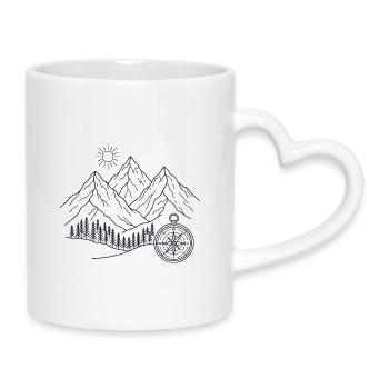 Mountain Landscape Compass - Mug with Heart-Shaped Handle - white - Right