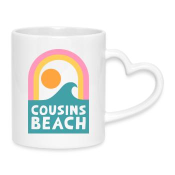 Cousins Beach – Retro Sunset Design - Tasse mit Herzhenkel - Weiß - Rechts