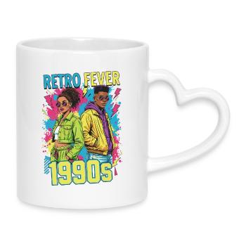 90s 90er Jahre Musik Bunt Party Karneval Kostüm - Tasse mit Herzhenkel - Weiß - Rechts