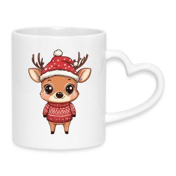 Hirsch Weihnachten - Tasse mit Herzhenkel - Weiß - Rechts