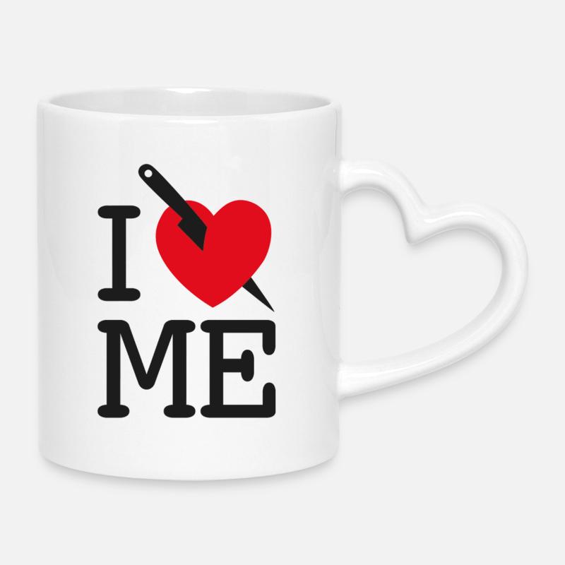 I LOVE ME - I HATE ME! - Tasse mit Herzhenkel - Weiß