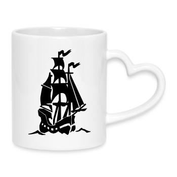 Schiff - Tasse mit Herzhenkel - Weiß - Rechts