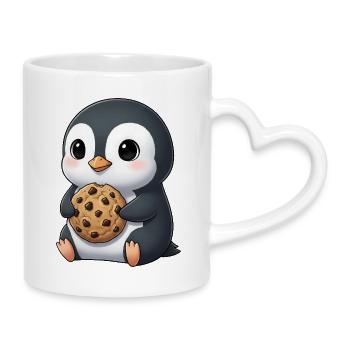 Cute Penguins Cookies Cartoon Cookie Candy - Mug with Heart-Shaped Handle - white - Right