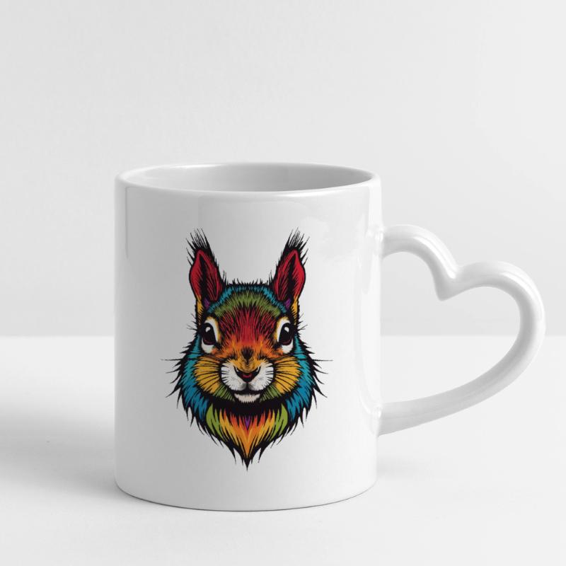 Buntes Eichhörnchen tierische Farbexplosion Tasse mit Herzhenkel