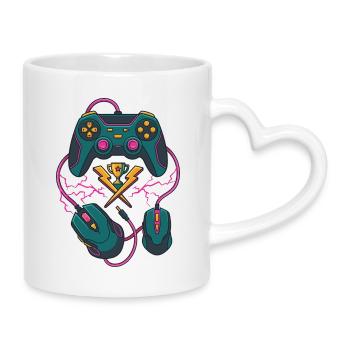 Neon Gaming Trophäe - Tasse mit Herzhenkel - Weiß - Rechts