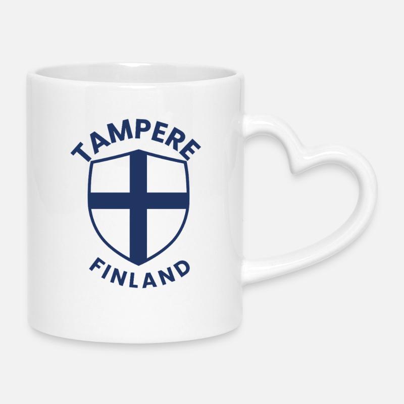 Tampere Finland Shield Crest - Mug with Heart-Shaped Handle - white