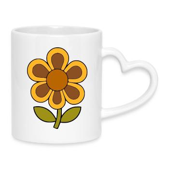Rétro à motifs floraux des années 70 - Mug avec anse en forme de cœur - blanc - Droite