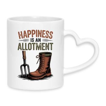 Happiness Is An Allotment Gardening Design - Mug with Heart-Shaped Handle - white - Right