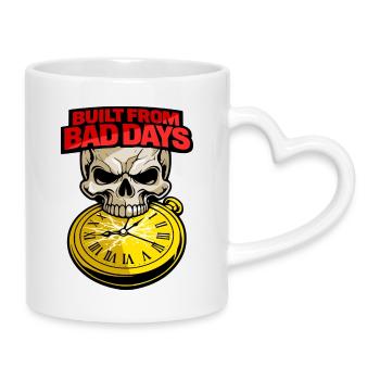 Construit à partir de mauvais jours Totenkopf Motivation du crâne - Mug avec anse en forme de cœur - blanc - Droite