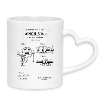 T-shirt croquis breveté de l’étau d’établi plancher - Mug avec anse en forme de cœur - blanc - Droite