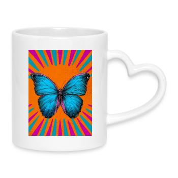 Schmetterling - Tasse mit Herzhenkel - Weiß - Rechts