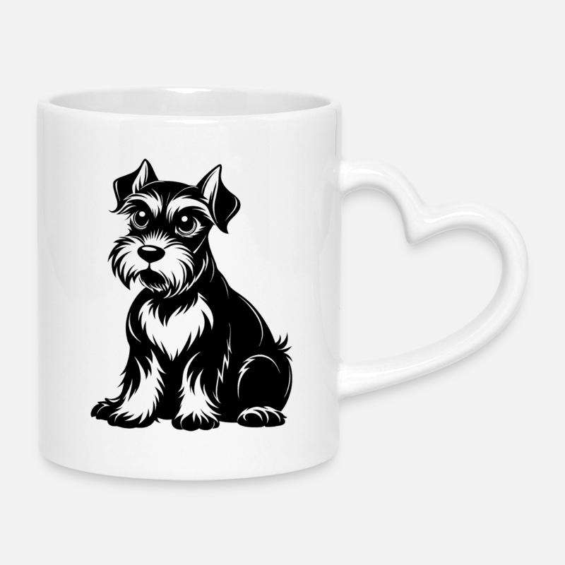 Ligne noire Schnauzer - Mug avec anse en forme de cœur - blanc