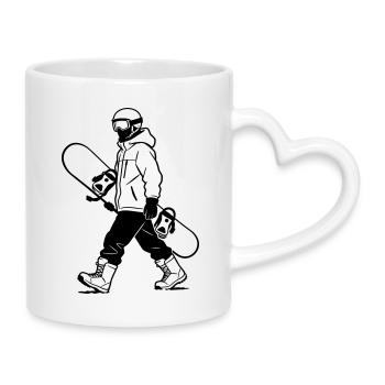 Snowboarder - Tasse mit Herzhenkel - Weiß - Rechts