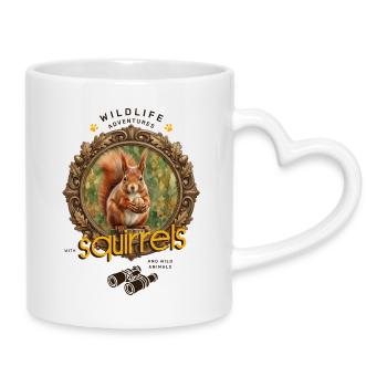 Eichhörnchen Nager Tiermotiv Abenteuer - Tasse mit Herzhenkel - Weiß - Rechts