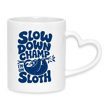 Ralentir la conception du paresseux du champion - Mug avec anse en forme de cœur - blanc - Droite