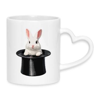 Un lapin sorti du chapeau magique - Mug avec anse en forme de cœur - blanc - Droite