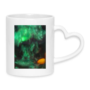 Jeu de lumière de l’aurore verte - Mug avec anse en forme de cœur - blanc - Droite