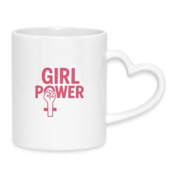 Girl Power Pink Faust-Emblem - Tasse mit Herzhenkel - Weiß - Rechts