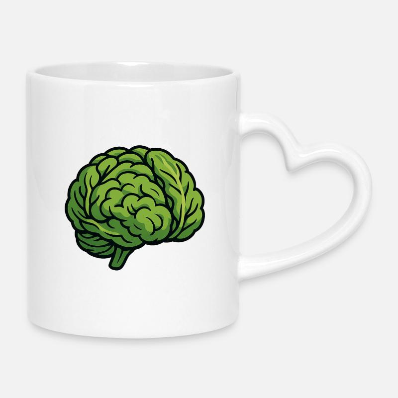 Lettuce Brain - Mug with Heart-Shaped Handle - white
