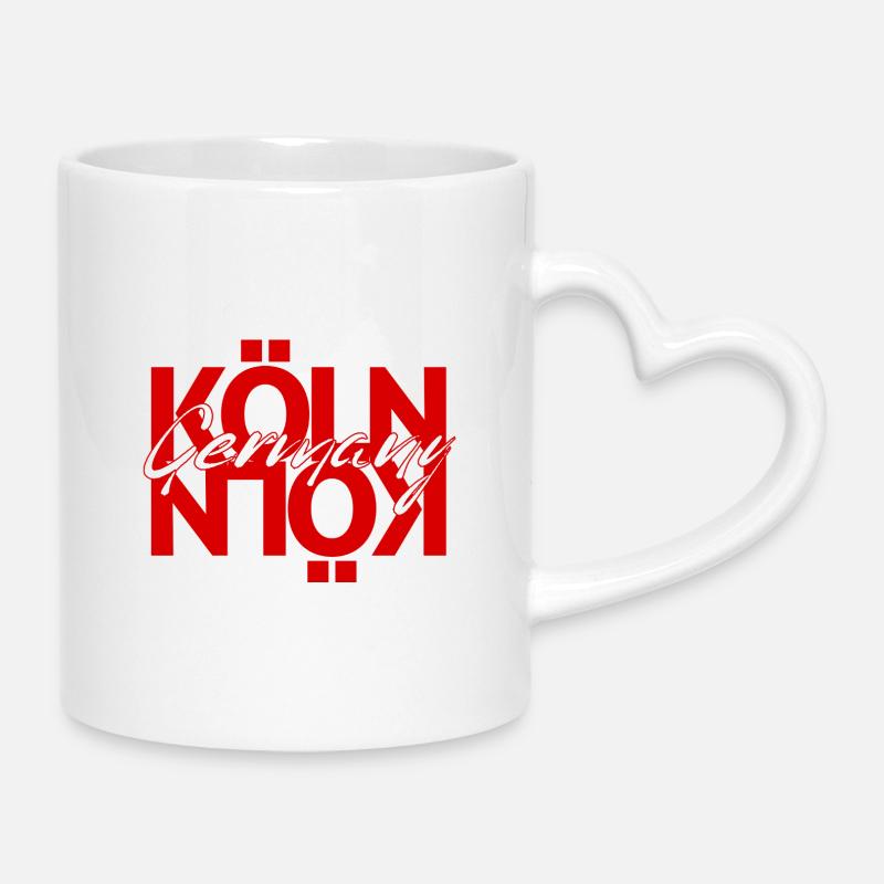 King Germany font overlay - Mug with Heart-Shaped Handle - white