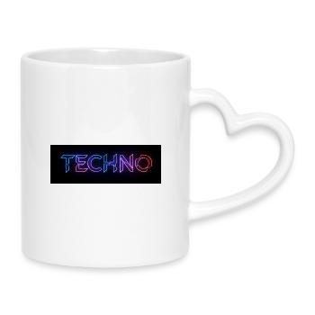 Techno Neon Glitch Text - Tasse mit Herzhenkel - Weiß - Rechts