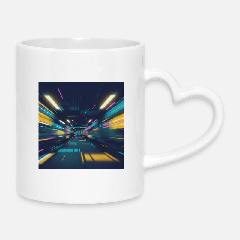 Tunnel du métro au néon à Berlin - Mug avec anse en forme de cœur - blanc