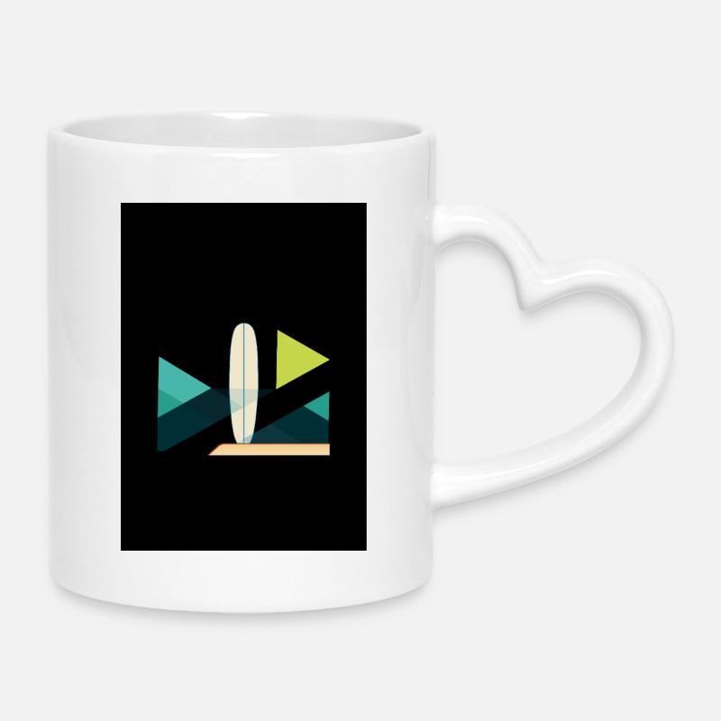 Surf abstrait et art des vagues - Mug avec anse en forme de cœur - blanc