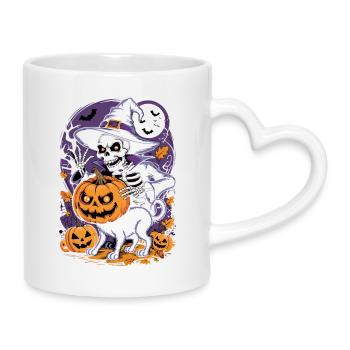 Halloween Skeleton Witch with Pumpkins - Mug with Heart-Shaped Handle - white - Right