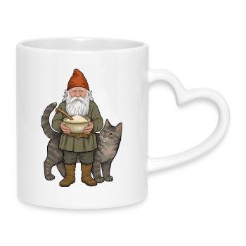 Der Bauernelf und die Katze - Tasse mit Herzhenkel - Weiß - Rechts