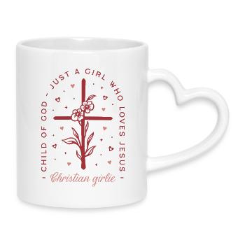 Chrétien drôle juste une fille qui aime les amoureux de Jésus - Mug avec anse en forme de cœur - blanc - Droite