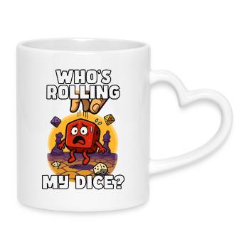 Wer würfelt? - Tasse mit Herzhenkel - Weiß - Rechts