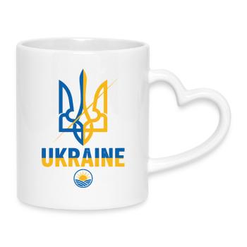 Écusson du trident en bleu et jaune - Mug avec anse en forme de cœur - blanc - Droite