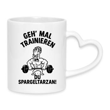 spargeltarzan trainieren - Tasse mit Herzhenkel - Weiß - Rechts