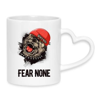 Fear None Bulldog - Mug with Heart-Shaped Handle - white - Right