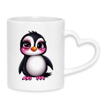 süßer Pinguin :) - Tasse mit Herzhenkel - Weiß - Rechts