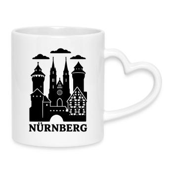 nürnberg bayern stadt silhouette - Tasse mit Herzhenkel - Weiß - Rechts