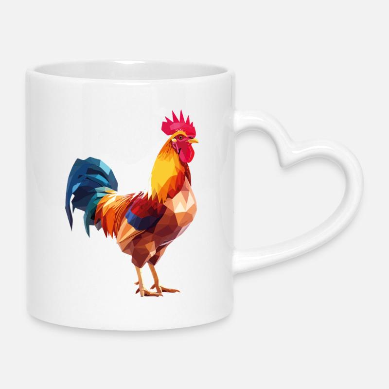 Hahnp2 - Tasse mit Herzhenkel - Weiß