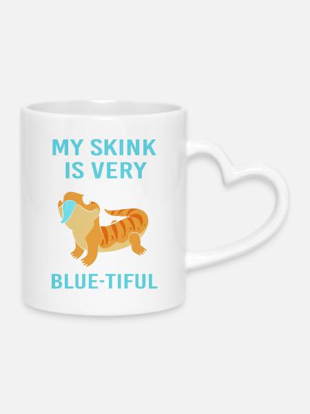 Eidechse Blau Zunge - Tasse mit Herzhenkel - Weiß