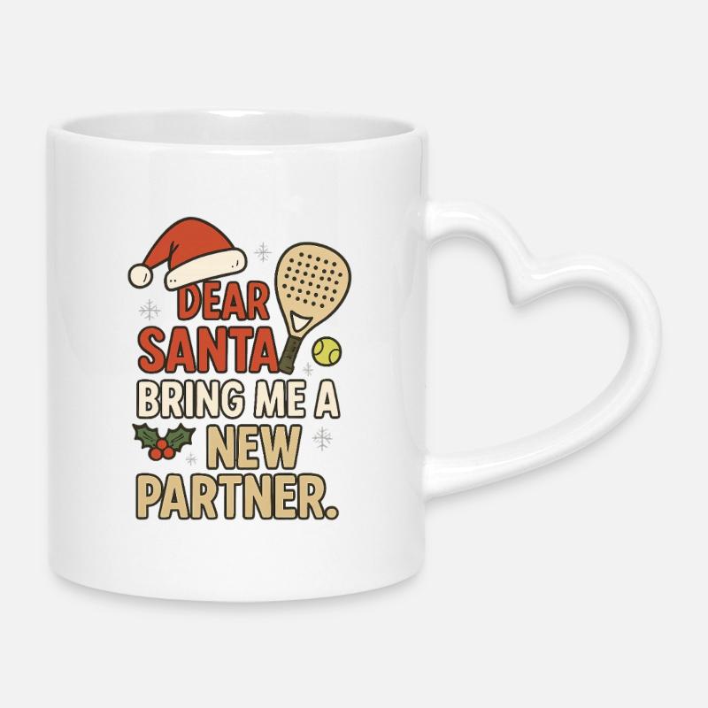 Cher Père Noël, Nouveau partenaire - Mug avec anse en forme de cœur - blanc