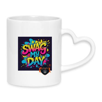 Swag My Day Graffiti Splash - Mug with Heart-Shaped Handle - white - Right