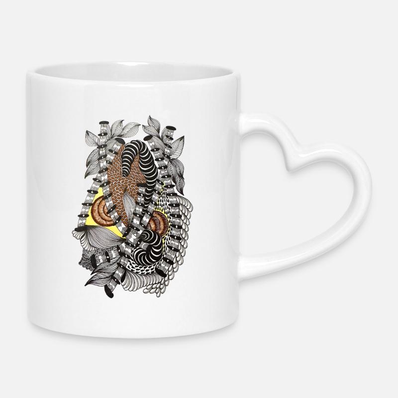 Snake vertebrae in the leaf tissue - Mug with Heart-Shaped Handle - white