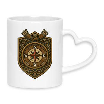 Wikinger Kompass Wappen - Tasse mit Herzhenkel - Weiß - Rechts
